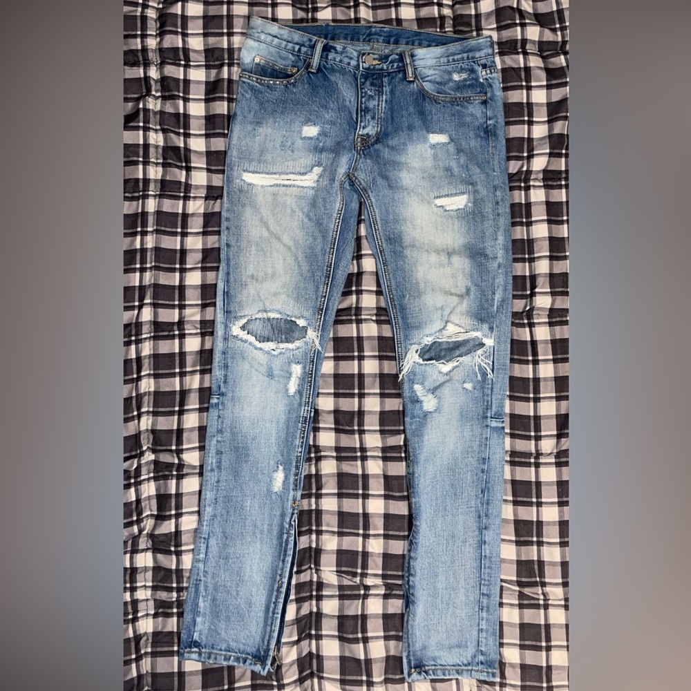 MNML Minimal Destructive Repaired Denim Jeans Size 32